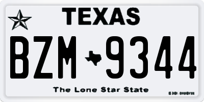 TX license plate BZM9344