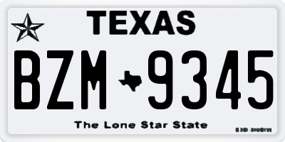 TX license plate BZM9345