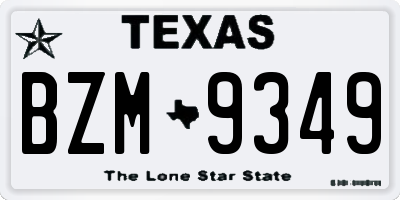 TX license plate BZM9349
