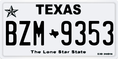 TX license plate BZM9353