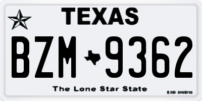 TX license plate BZM9362