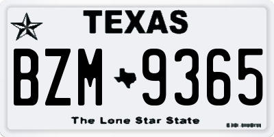 TX license plate BZM9365
