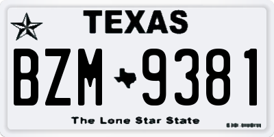 TX license plate BZM9381