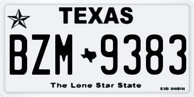 TX license plate BZM9383