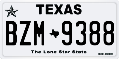 TX license plate BZM9388