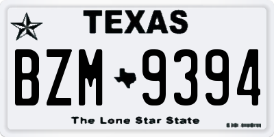 TX license plate BZM9394