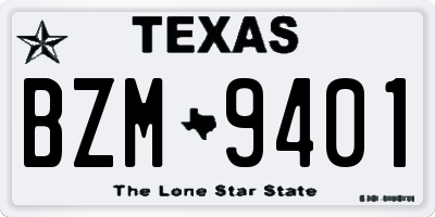 TX license plate BZM9401