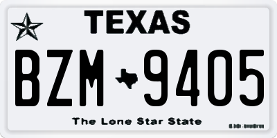 TX license plate BZM9405