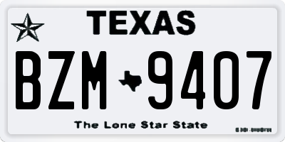TX license plate BZM9407