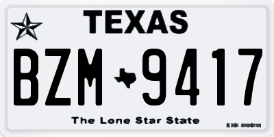 TX license plate BZM9417