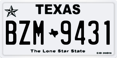 TX license plate BZM9431