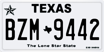 TX license plate BZM9442