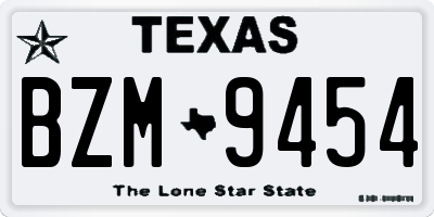 TX license plate BZM9454