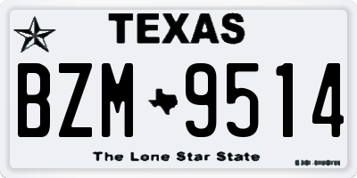 TX license plate BZM9514