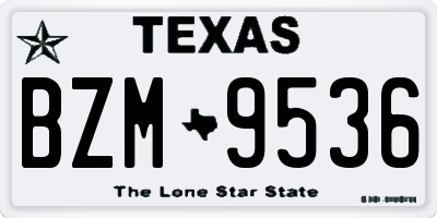 TX license plate BZM9536