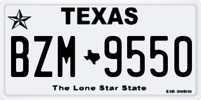 TX license plate BZM9550