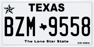 TX license plate BZM9558