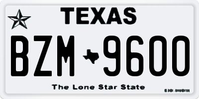 TX license plate BZM9600