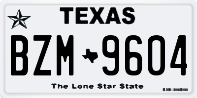 TX license plate BZM9604