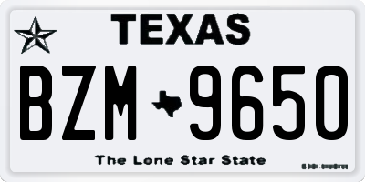 TX license plate BZM9650