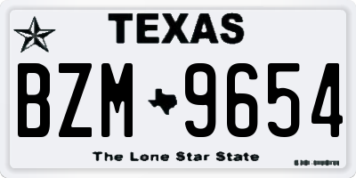 TX license plate BZM9654