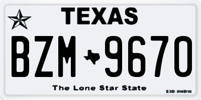 TX license plate BZM9670