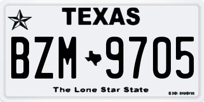 TX license plate BZM9705