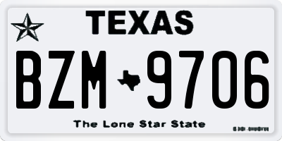 TX license plate BZM9706