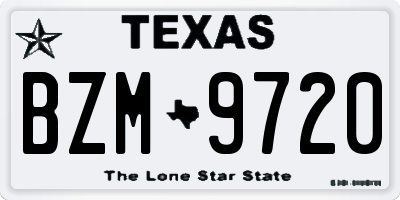 TX license plate BZM9720