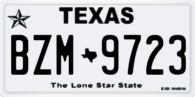 TX license plate BZM9723