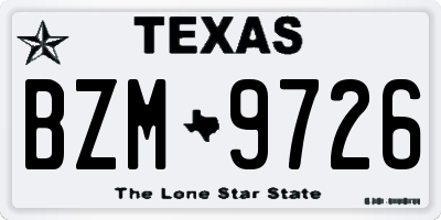 TX license plate BZM9726