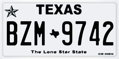 TX license plate BZM9742