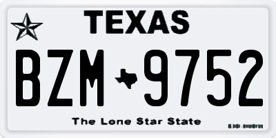 TX license plate BZM9752