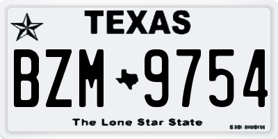 TX license plate BZM9754