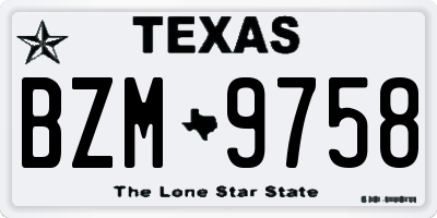 TX license plate BZM9758