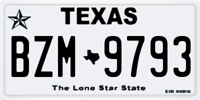 TX license plate BZM9793
