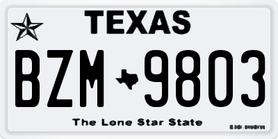 TX license plate BZM9803
