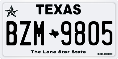 TX license plate BZM9805