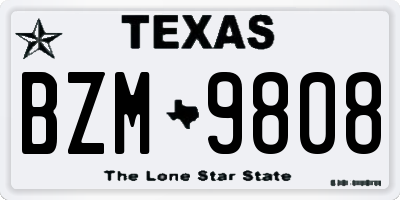 TX license plate BZM9808