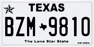 TX license plate BZM9810