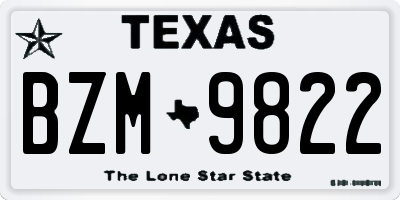 TX license plate BZM9822
