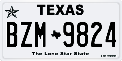 TX license plate BZM9824