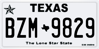 TX license plate BZM9829