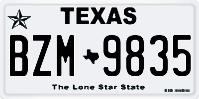 TX license plate BZM9835