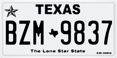 TX license plate BZM9837