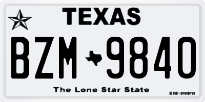 TX license plate BZM9840