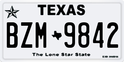 TX license plate BZM9842