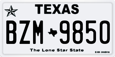 TX license plate BZM9850