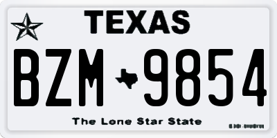 TX license plate BZM9854