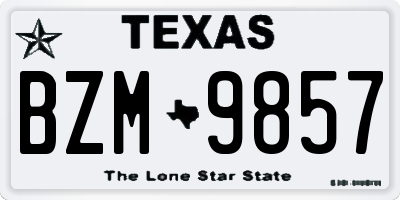 TX license plate BZM9857